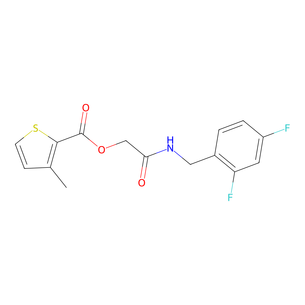2-((2,4-Difluorobenzyl)amino)-2-oxoethyl 3-methylthiophene-2-carboxylate molecular structure, CAS 1291871-95-8