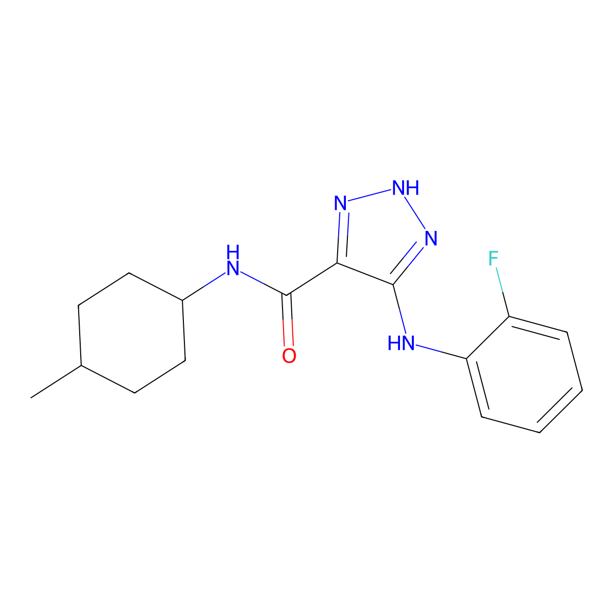 5-[(2-fluorophenyl)amino]-N-(4-methylcyclohexyl)-1H-1,2,3-triazole-4-carboxamide molecular structure, CAS 1291872-08-6