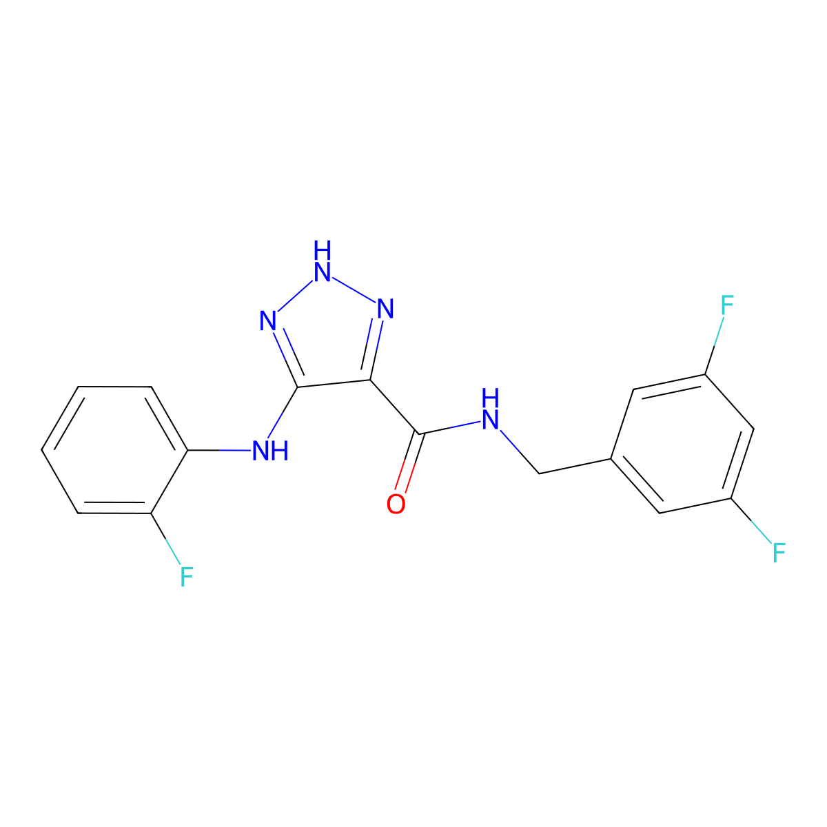 N-(3,5-difluorobenzyl)-5-((2-fluorophenyl)amino)-1H-1,2,3-triazole-4-carboxamide molecular structure, CAS 1291872-12-2