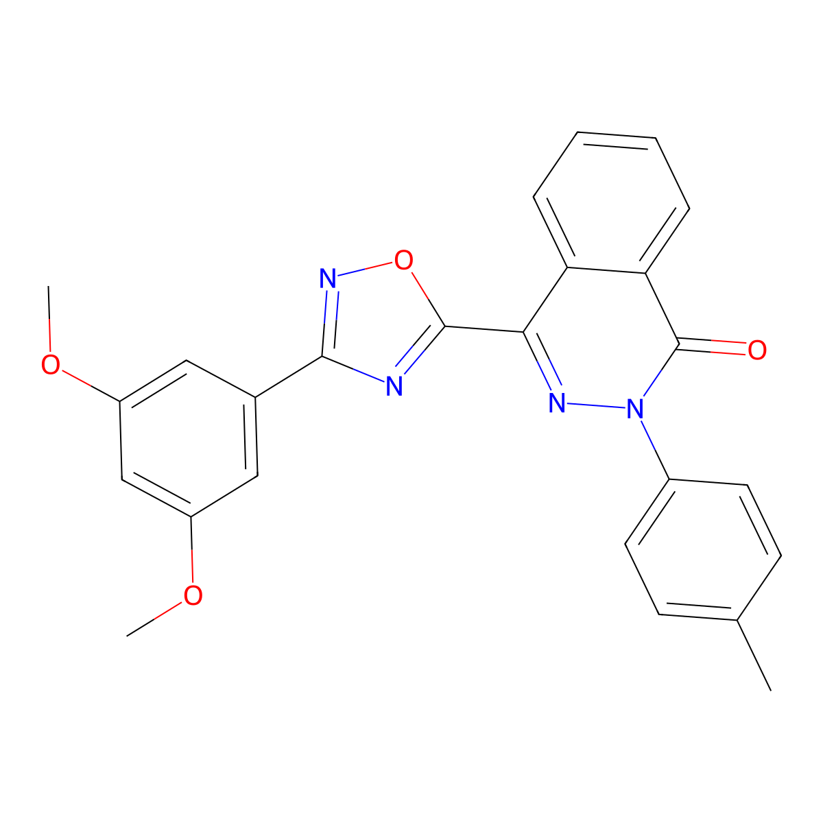 4-[3-(3,5-Dimethoxyphenyl)-1,2,4-oxadiazol-5-yl]-2-(4-methylphenyl)-1,2-dihydrophthalazin-1-one molecular structure, CAS 1291872-29-1