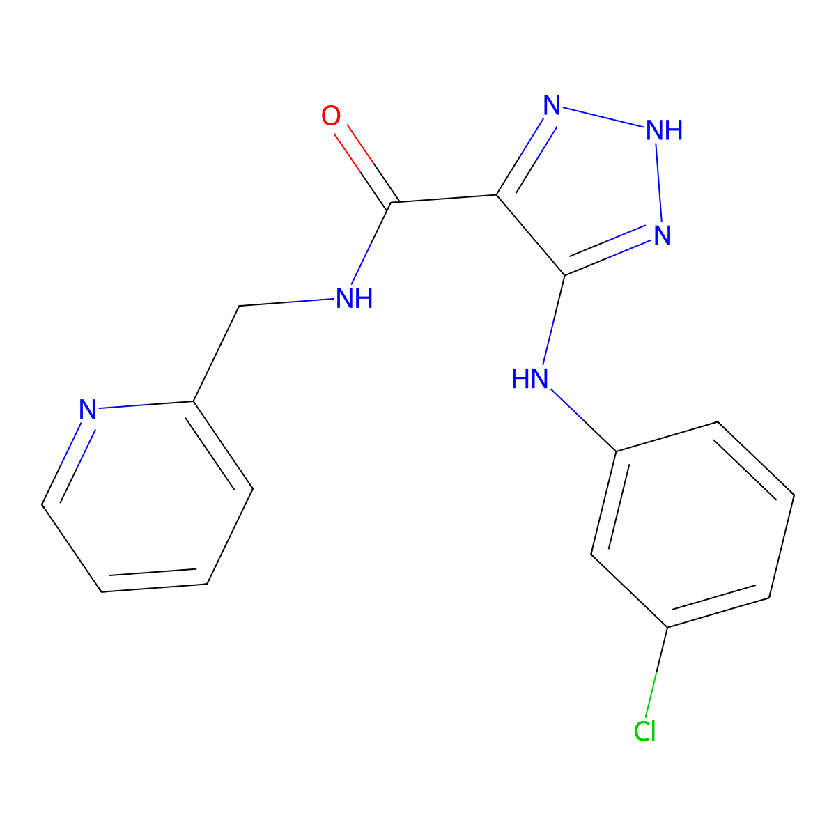5-((3-chlorophenyl)amino)-N-(pyridin-2-ylmethyl)-1H-1,2,3-triazole-4-carboxamide molecular structure, CAS 1291873-50-1