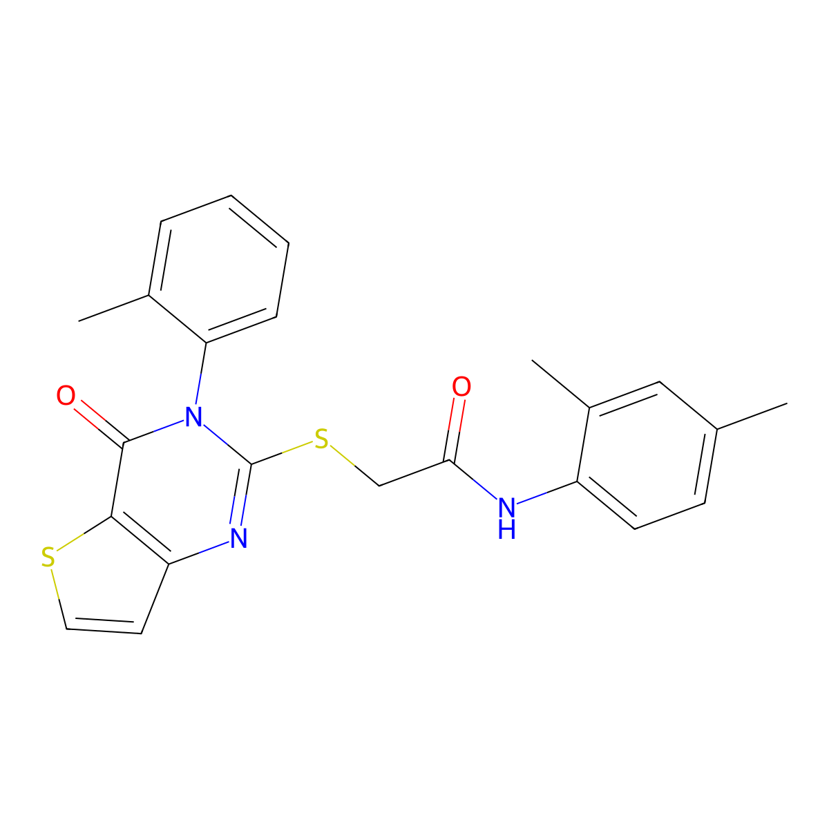 N-(2,4-dimethylphenyl)-2-{[3-(2-methylphenyl)-4-oxo-3,4-dihydrothieno[3,2-d]pyrimidin-2-yl]sulfanyl}acetamide molecular structure, CAS 1291873-74-9