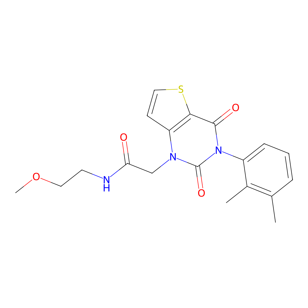 2-(3-(2,3-dimethylphenyl)-2,4-dioxo-3,4-dihydrothieno[3,2-d]pyrimidin-1(2H)-yl)-N-(2-methoxyethyl)acetamide molecular structure, CAS 1291873-92-1
