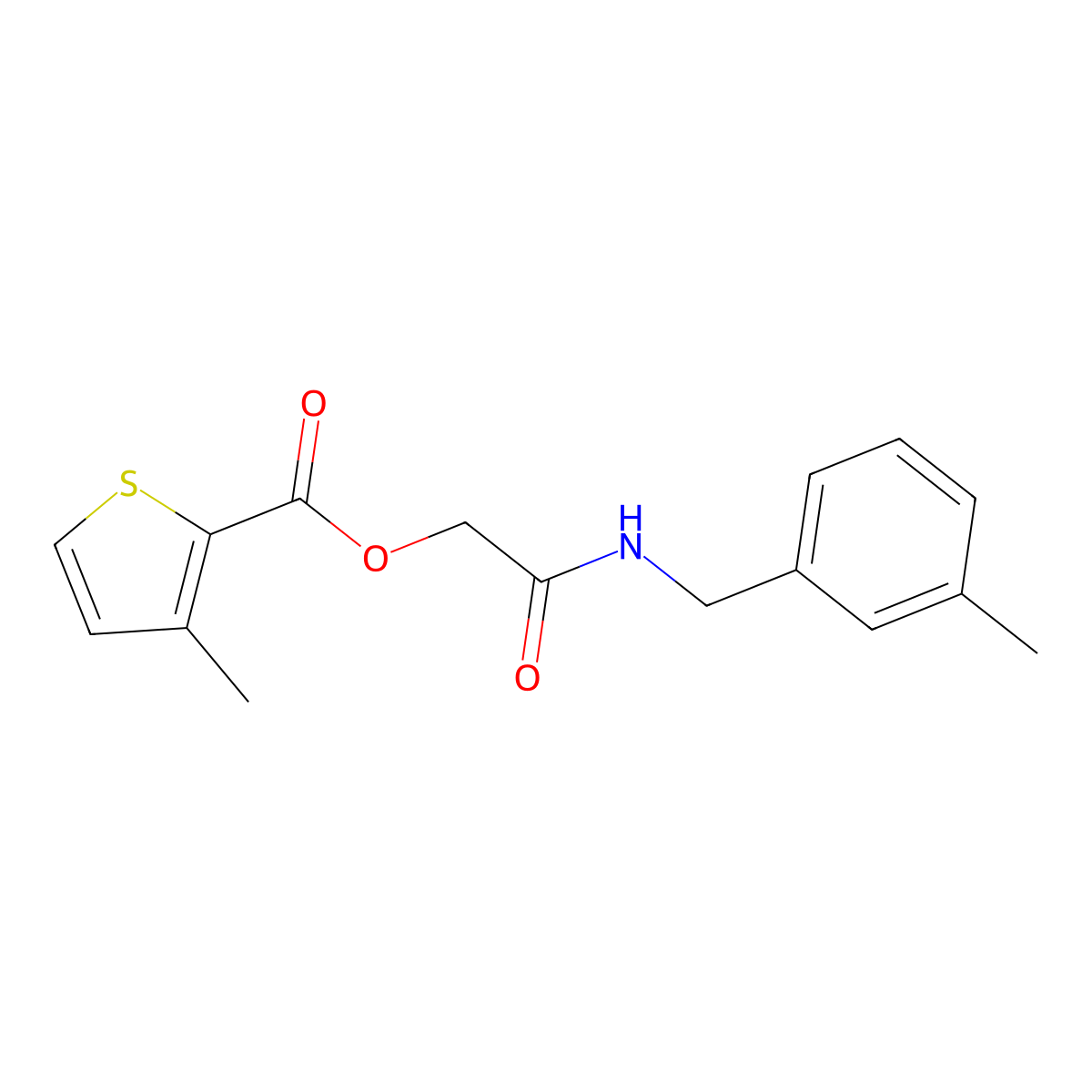 2-((3-Methylbenzyl)amino)-2-oxoethyl 3-methylthiophene-2-carboxylate molecular structure, CAS 1291873-99-8