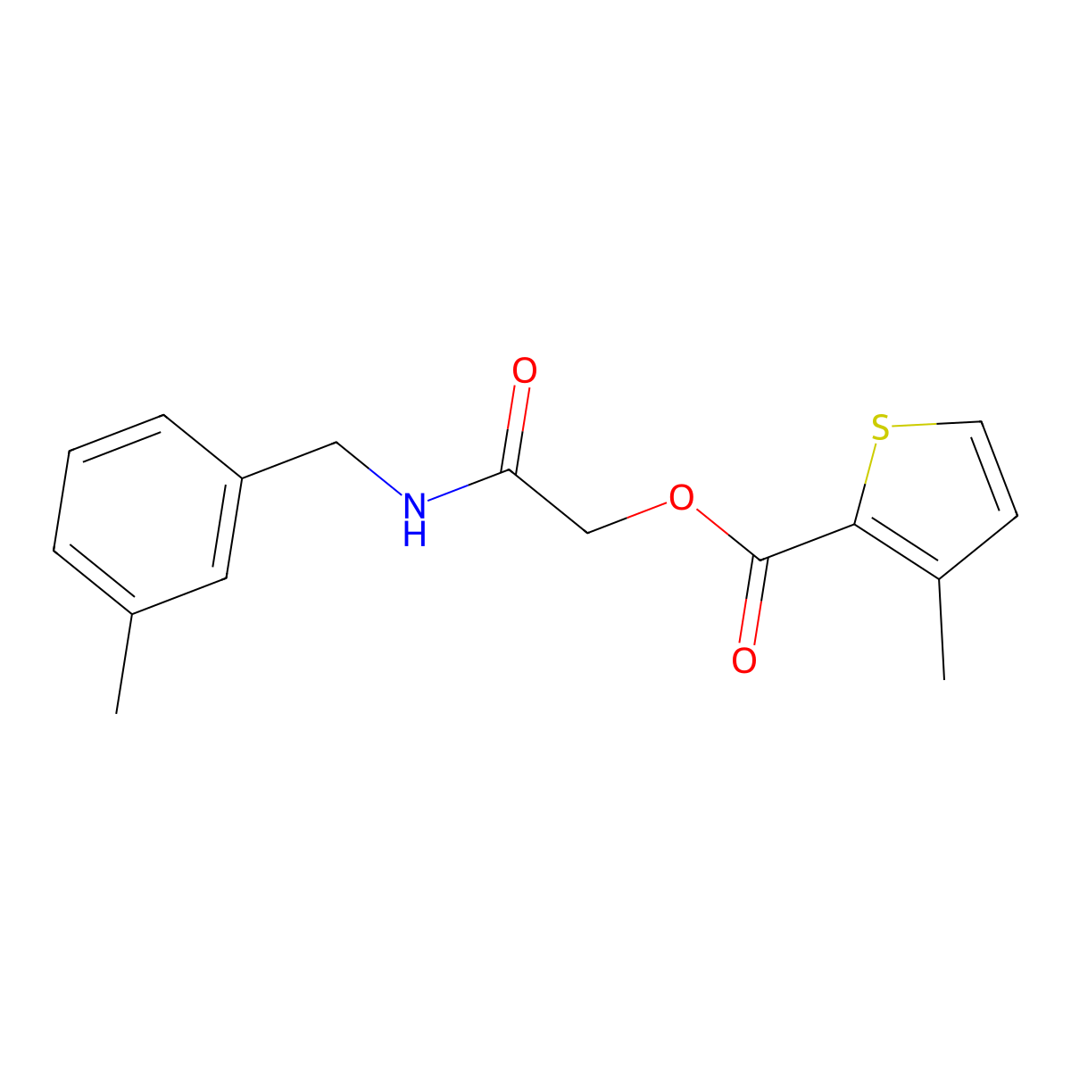 2-((3-Methylbenzyl)amino)-2-oxoethyl 3-methylthiophene-2-carboxylate molecular structure, CAS 1291873-99-8