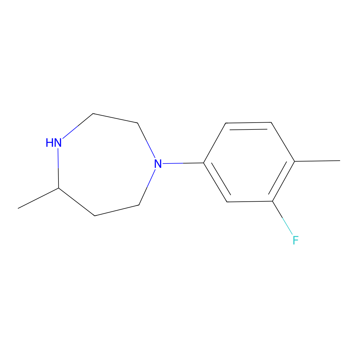 1-(3-Fluoro-4-methylphenyl)-5-methyl-1,4-diazepane molecular structure, CAS 1291881-23-6