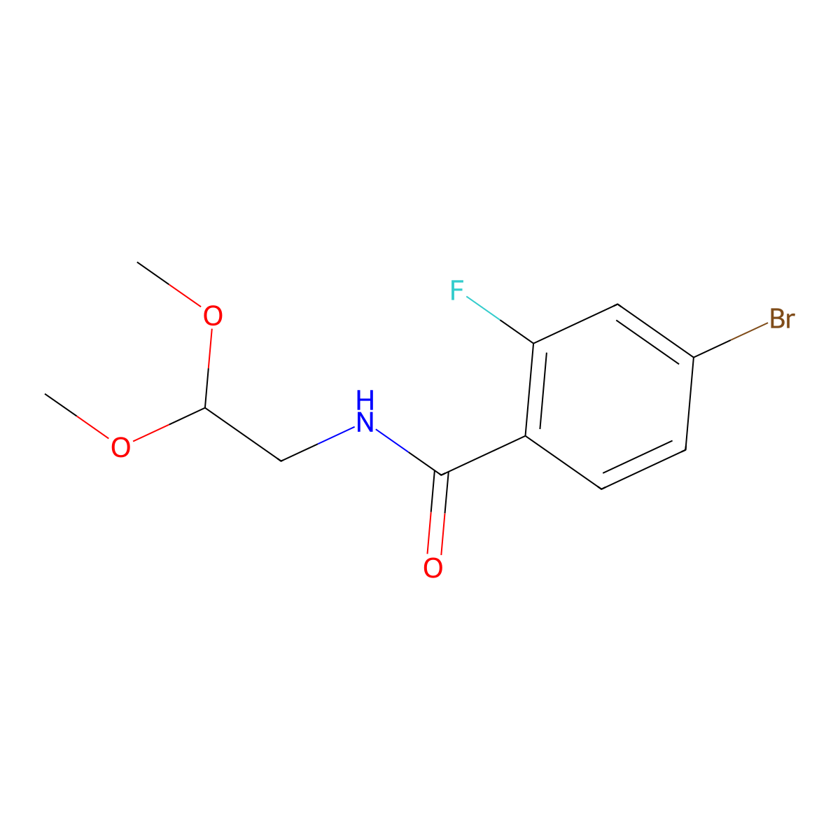 4-bromo-N-(2,2-dimethoxyethyl)-2-fluorobenzamide molecular structure, CAS 1291886-50-4