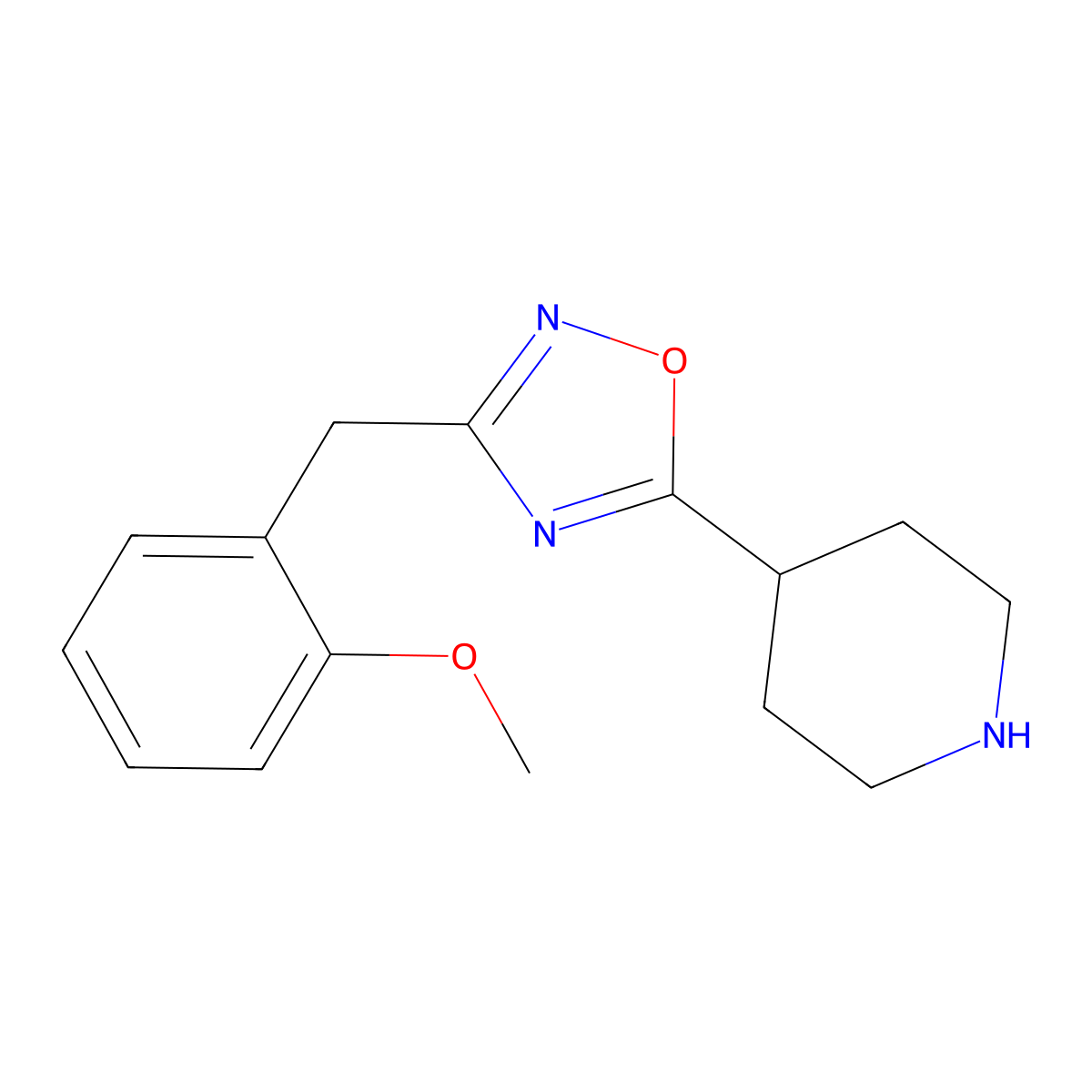 4-{3-[(2-Methoxyphenyl)methyl]-1,2,4-oxadiazol-5-yl}piperidine molecular structure, CAS 1291984-69-4