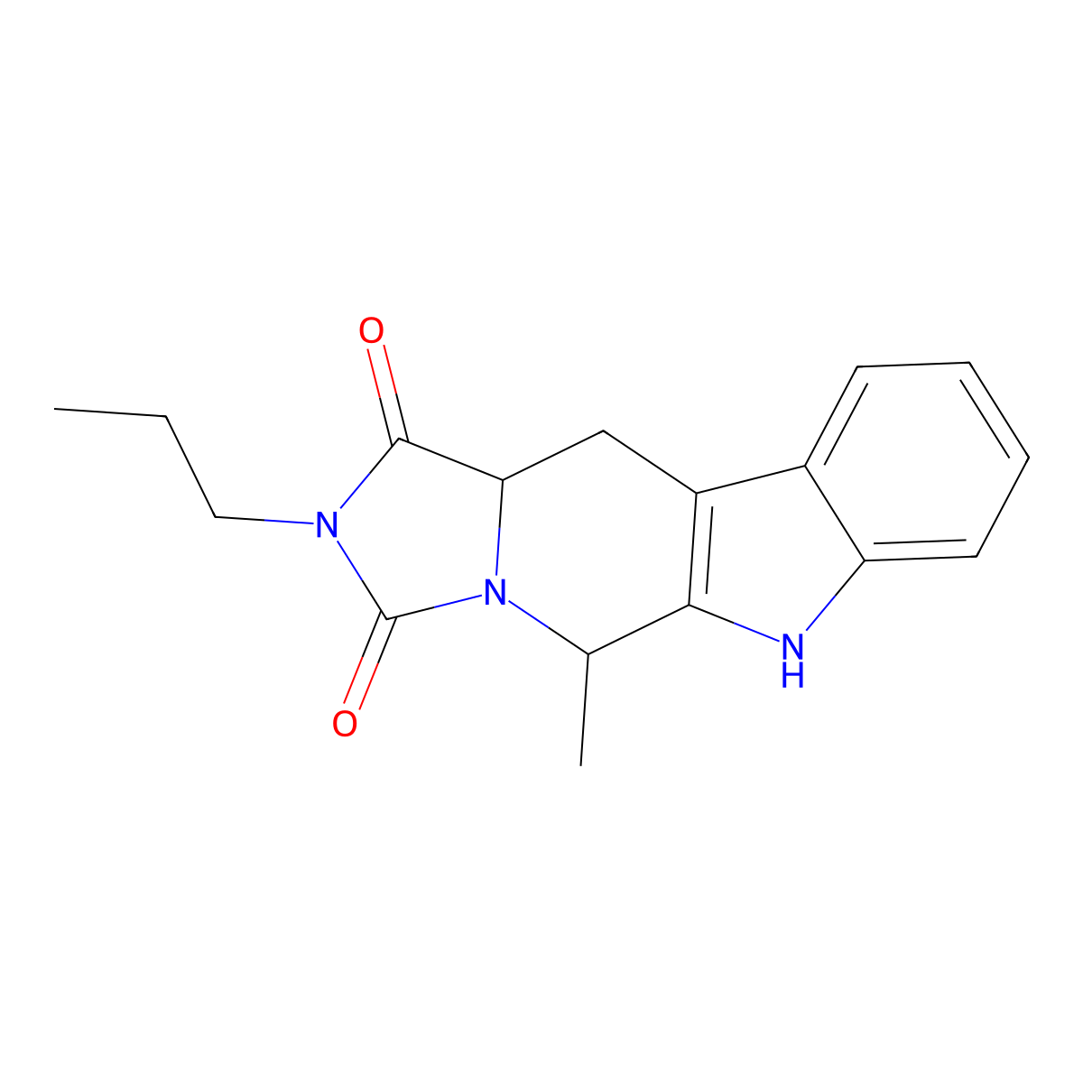 5-methyl-2-propyl-5,6,11,11a-tetrahydro-1H-imidazo[1',5':1,6]pyrido[3,4-b]indole-1,3(2H)-dione molecular structure, CAS 129201-69-0
