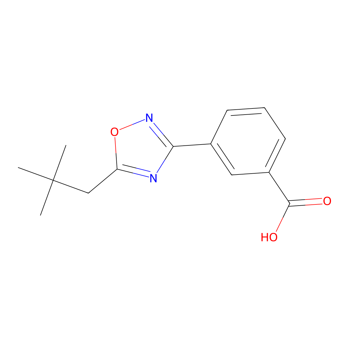 3-[5-(2,2-Dimethylpropyl)-1,2,4-oxadiazol-3-yl]benzoic acid molecular structure, CAS 1292018-36-0