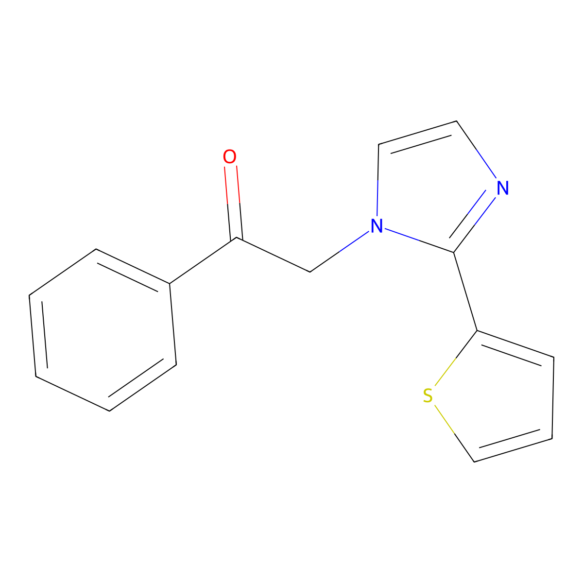1-Phenyl-2-[2-(thiophen-2-yl)-1H-imidazol-1-yl]ethan-1-one molecular structure, CAS 1292094-85-9