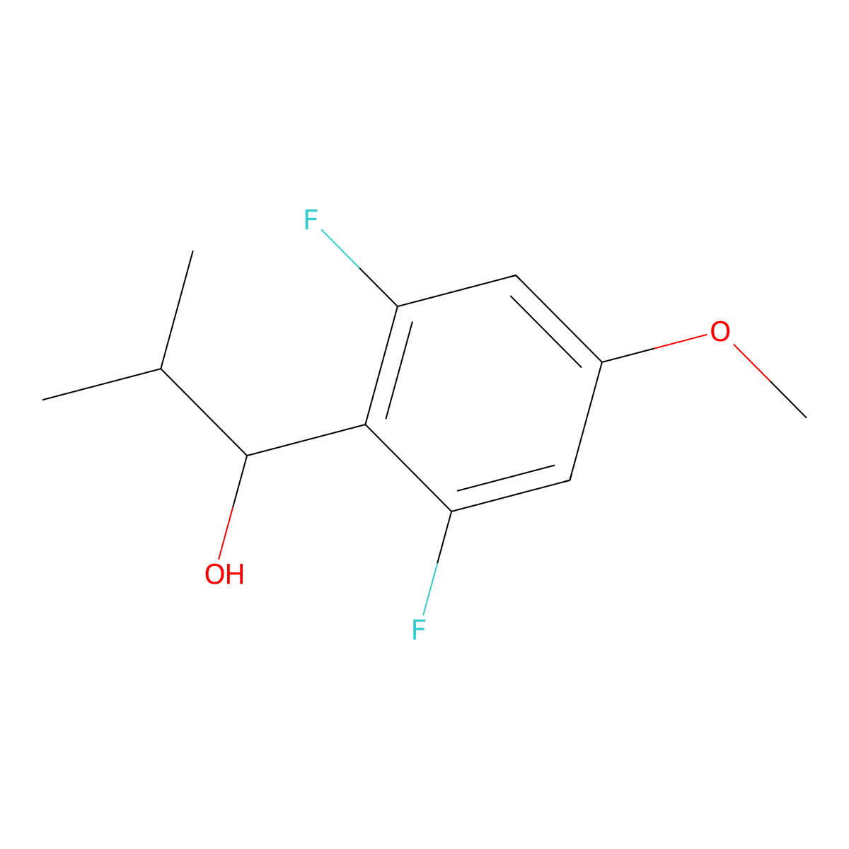 1-(2,6-Difluoro-4-methoxyphenyl)-2-methylpropan-1-ol molecular structure, CAS 1292106-53-6