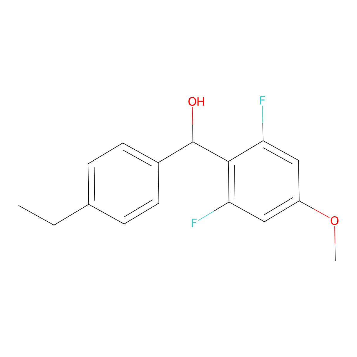 (2,6-Difluoro-4-methoxyphenyl)(4-ethylphenyl)methanol molecular structure, CAS 1292106-56-9