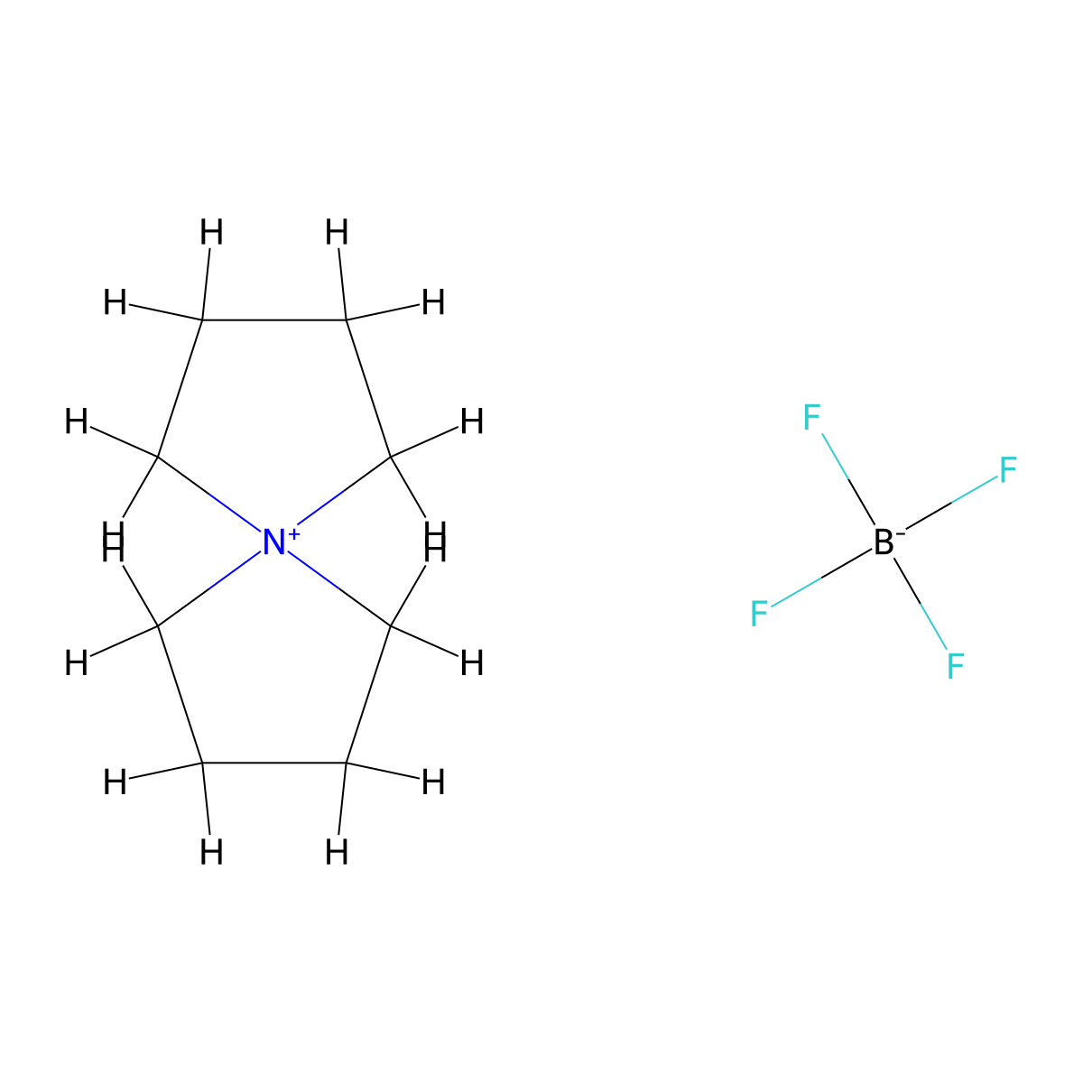 5-Azoniaspiro(4.4)nonane, tetrafluoroborate(1-) (1:1) molecular structure, CAS 129211-47-8