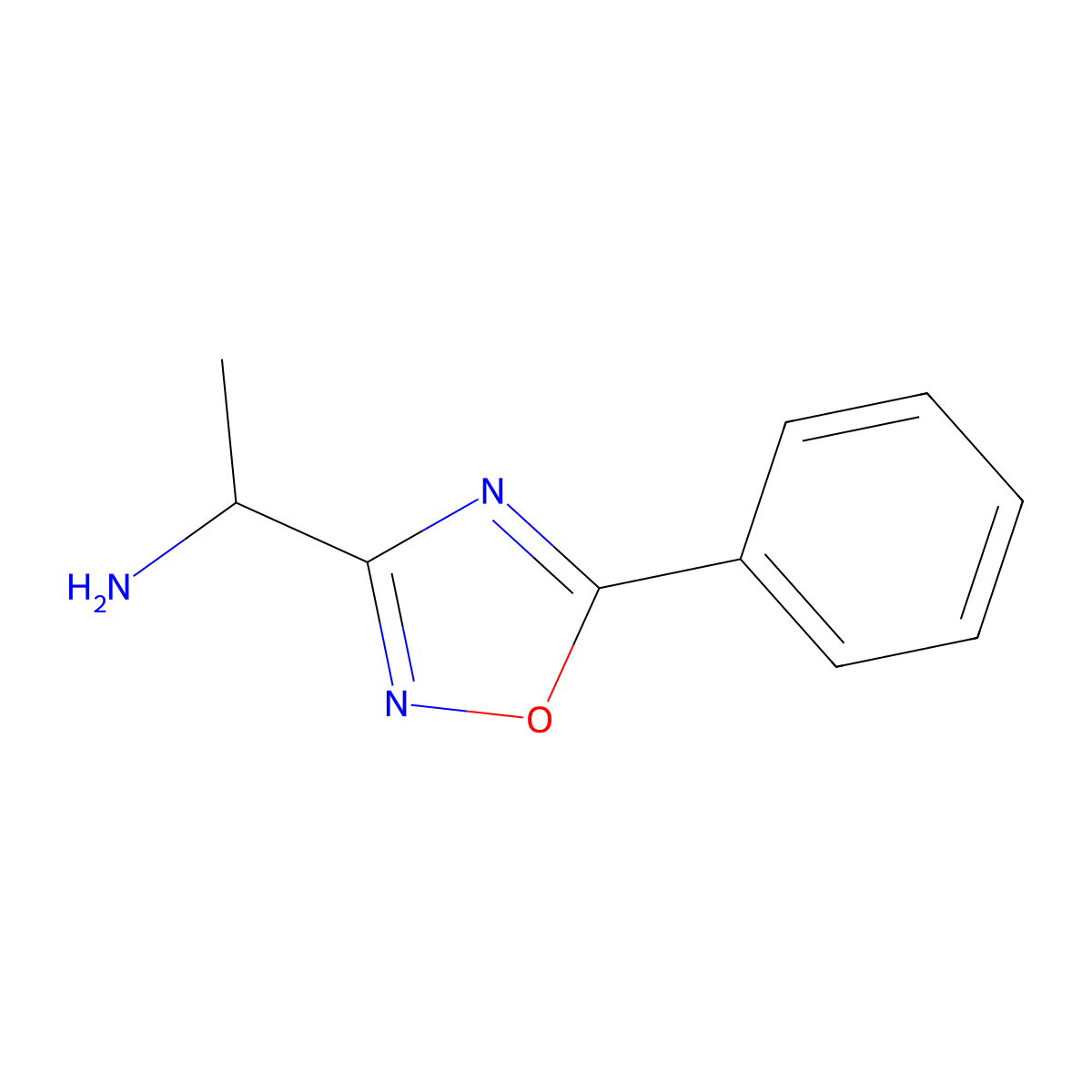 1-(5-Phenyl-1,2,4-oxadiazol-3-yl)ethan-1-amine molecular structure, CAS 1292180-21-2