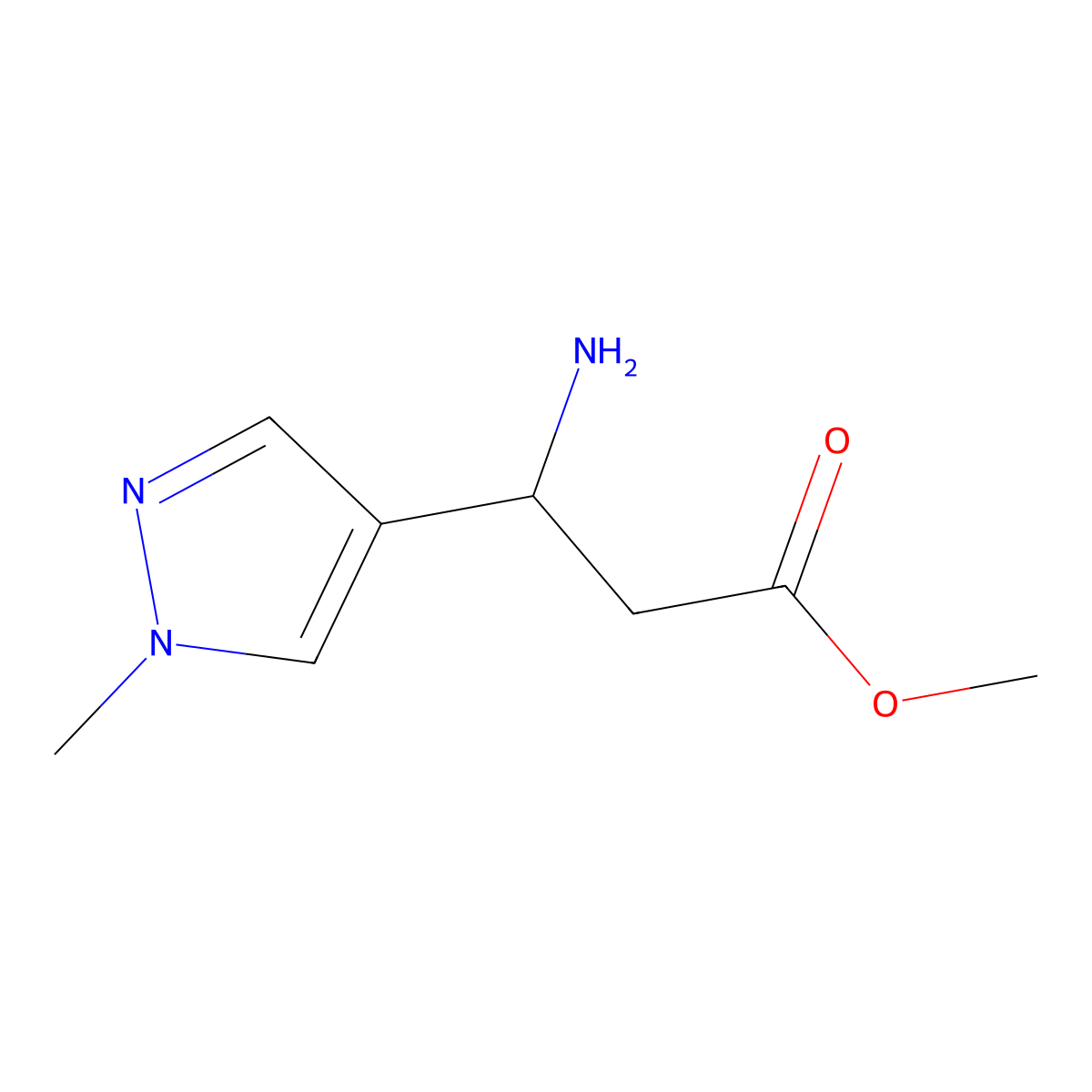 Methyl (s)-3-amino-3-(1-methyl-1h-pyrazol-4-yl)propanoate molecular structure, CAS 1292189-24-2