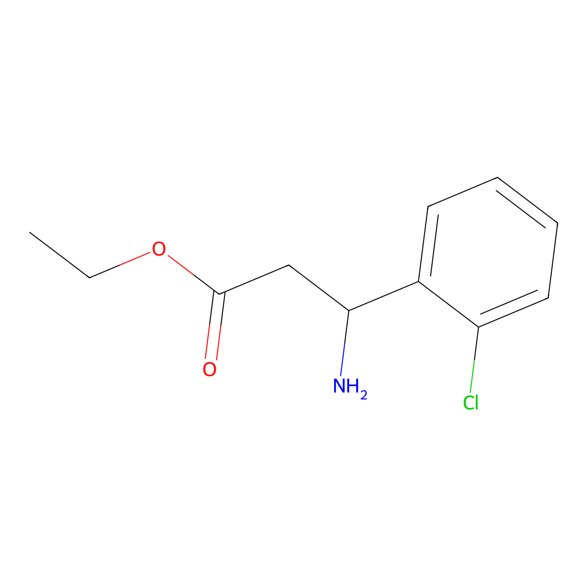 ethyl (3S)-3-amino-3-(2-chlorophenyl)propanoate molecular structure, CAS 1292189-26-4