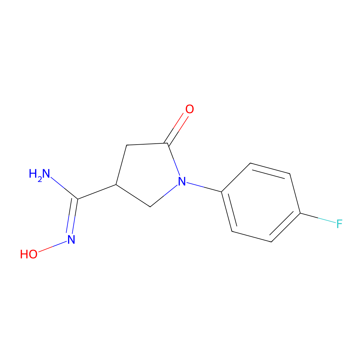 1-(4-fluorophenyl)-N'-hydroxy-5-oxopyrrolidine-3-carboximidamide molecular structure, CAS 1292229-98-1