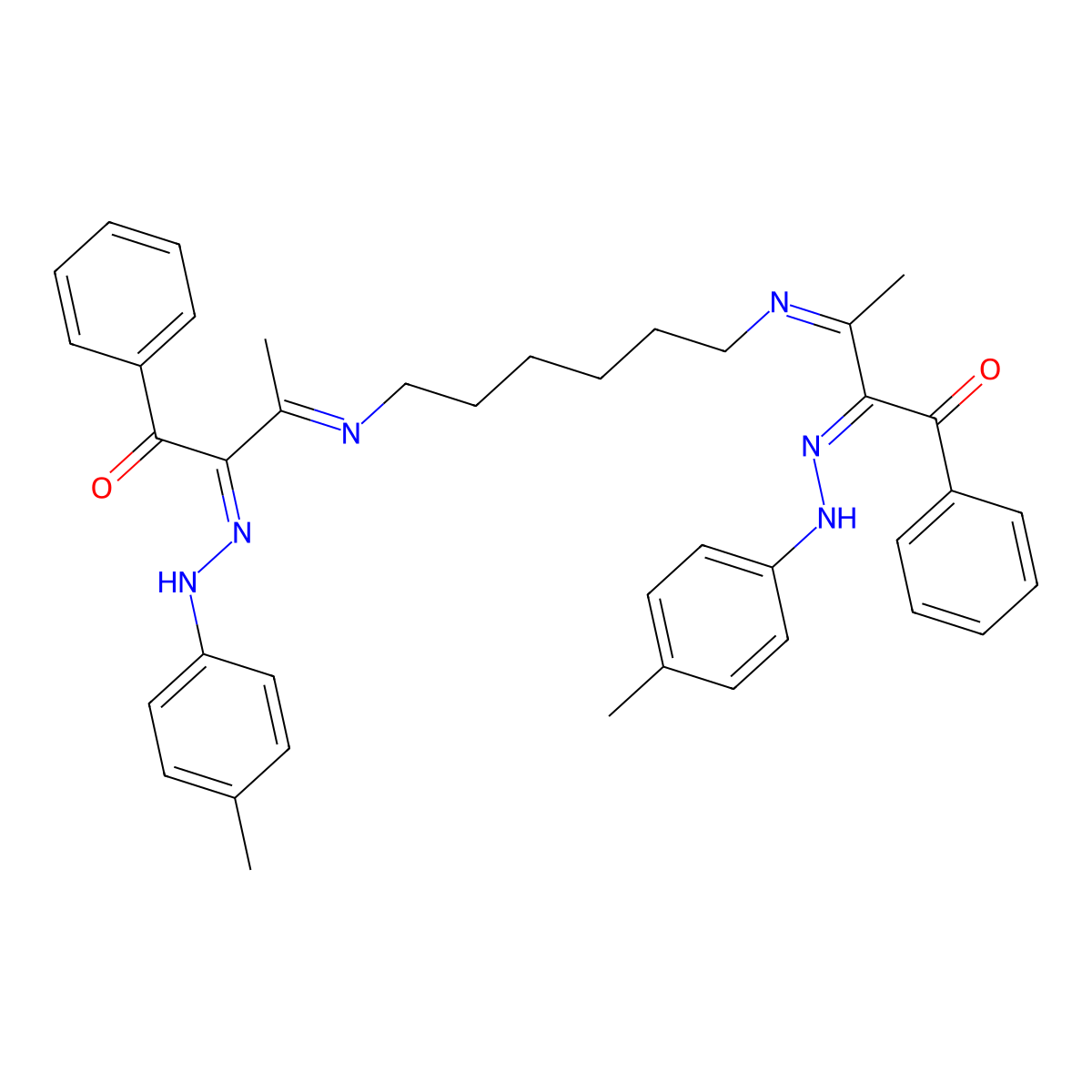 3,3'-[Hexane-1,6-diylbis(azanylylidene)]bis{2-[2-(4-methylphenyl)hydrazinylidene]-1-phenylbutan-1-one} molecular structure, CAS 129223-32-1