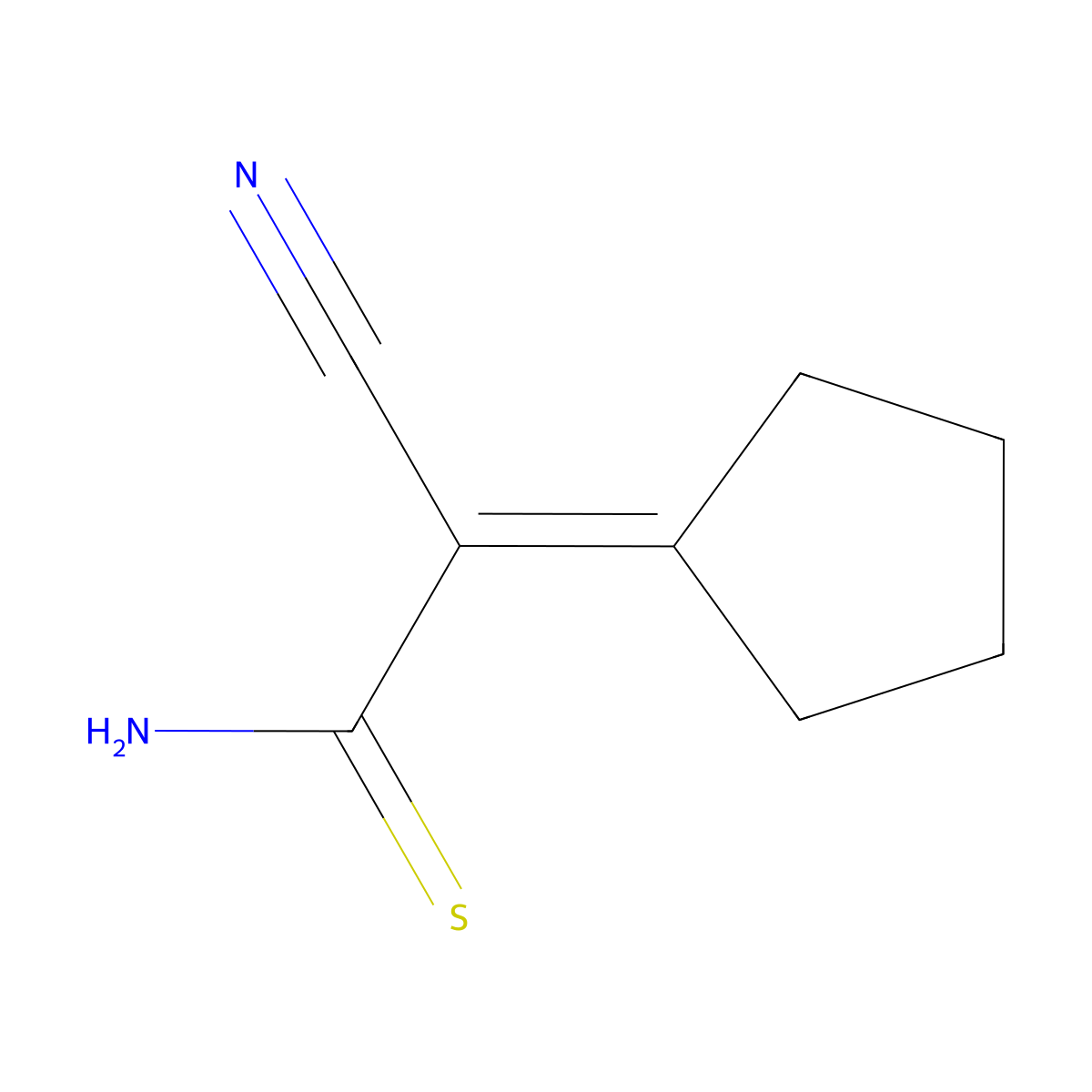 2-Cyano-2-cyclopentylideneethanethioamide molecular structure, CAS 129224-51-7