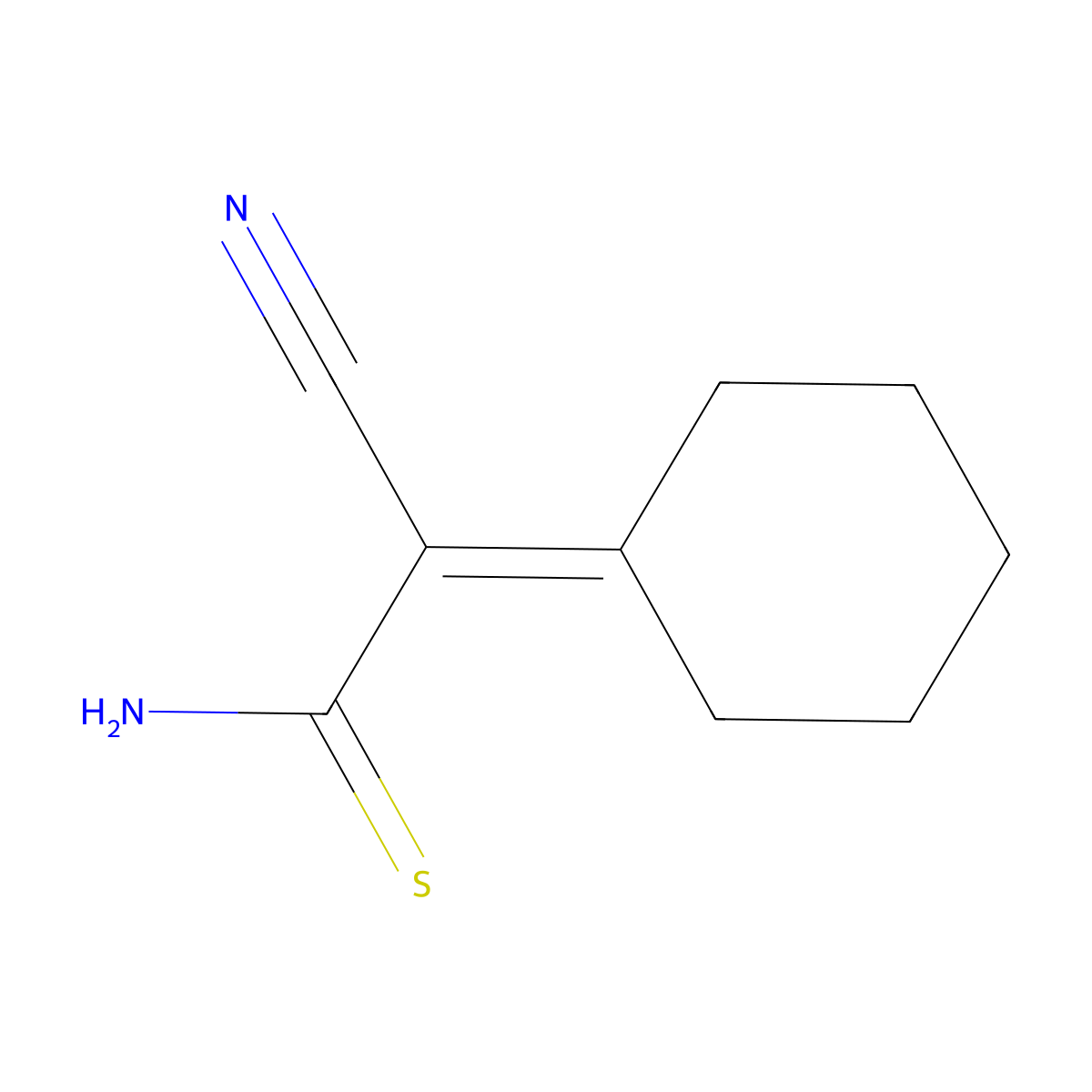 Ethanethioamide, 2-cyano-2-cyclohexylidene- molecular structure, CAS 129224-53-9