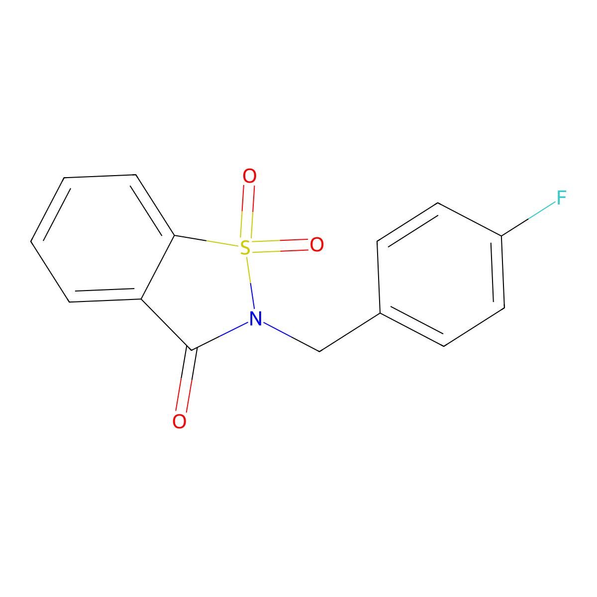 2-(4-fluorobenzyl)-1,2-benzothiazol-3(2H)-one 1,1-dioxide molecular structure, CAS 129225-98-5