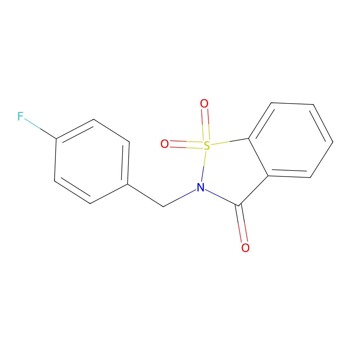 2-(4-fluorobenzyl)-1,2-benzothiazol-3(2H)-one 1,1-dioxide molecular structure, CAS 129225-98-5