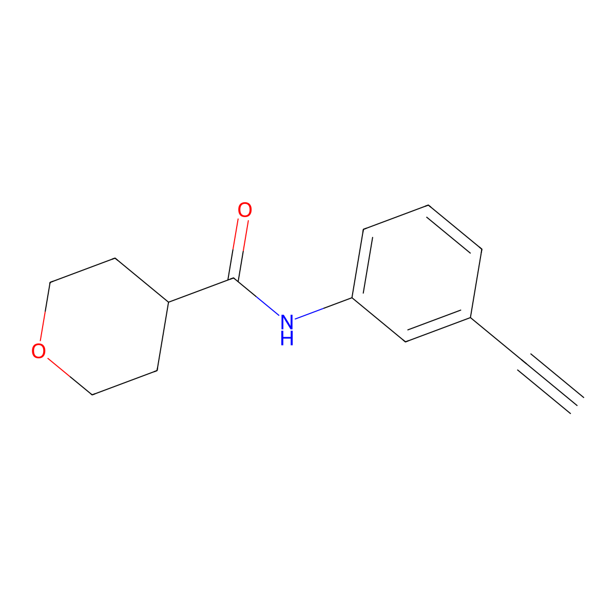 N-(3-ethynylphenyl)oxane-4-carboxamide molecular structure, CAS 1292255-26-5