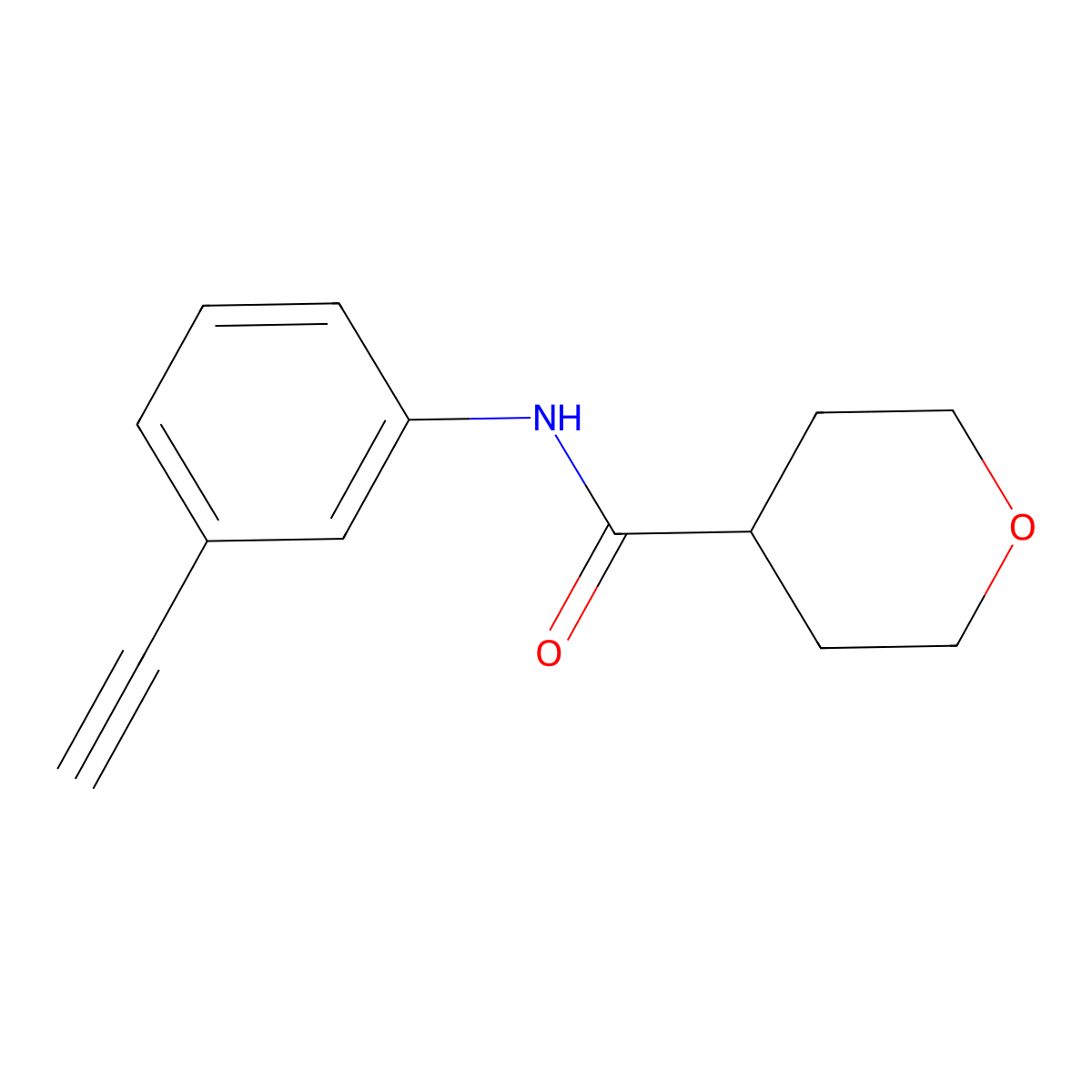 N-(3-ethynylphenyl)oxane-4-carboxamide molecular structure, CAS 1292255-26-5