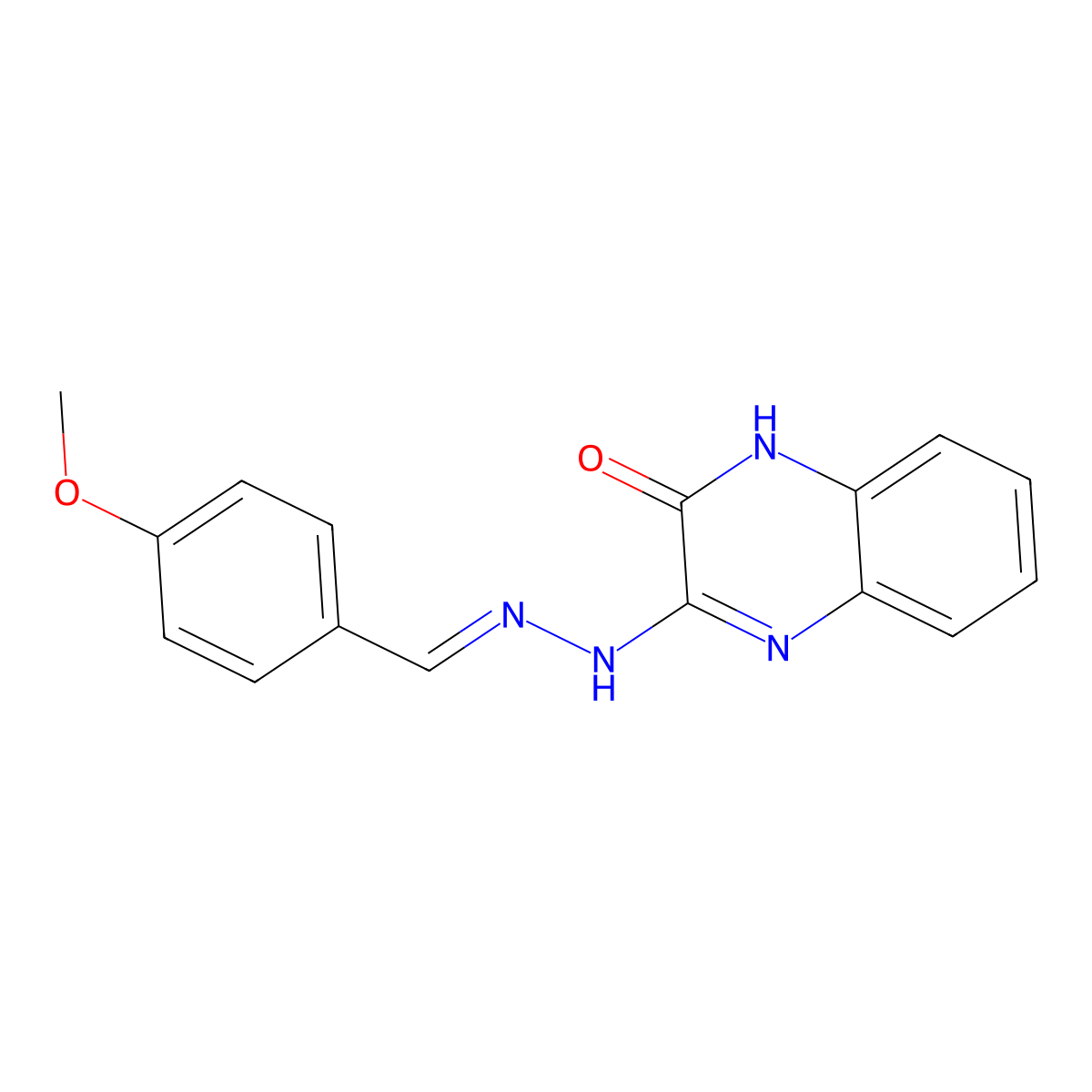 (E)-3-(2-(4-Methoxybenzylidene)hydrazinyl)quinoxalin-2(1H)-one molecular structure, CAS 129227-25-4