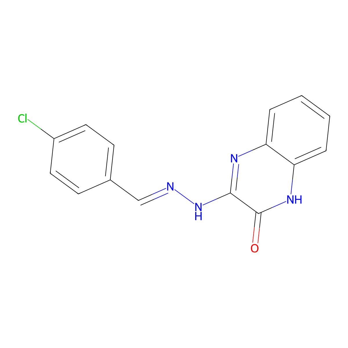 4-chlorobenzenecarbaldehyde N-(3-oxo-3,4-dihydro-2-quinoxalinyl)hydrazone molecular structure, CAS 129227-26-5
