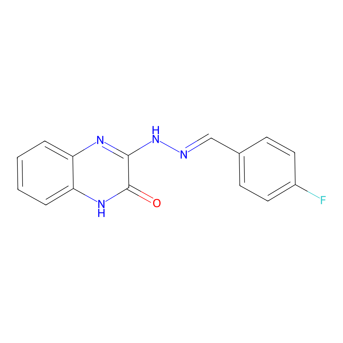 3-[2-[(4-fluorophenyl)methylidene]hydrazinyl]-1H-quinoxalin-2-one molecular structure, CAS 129227-27-6
