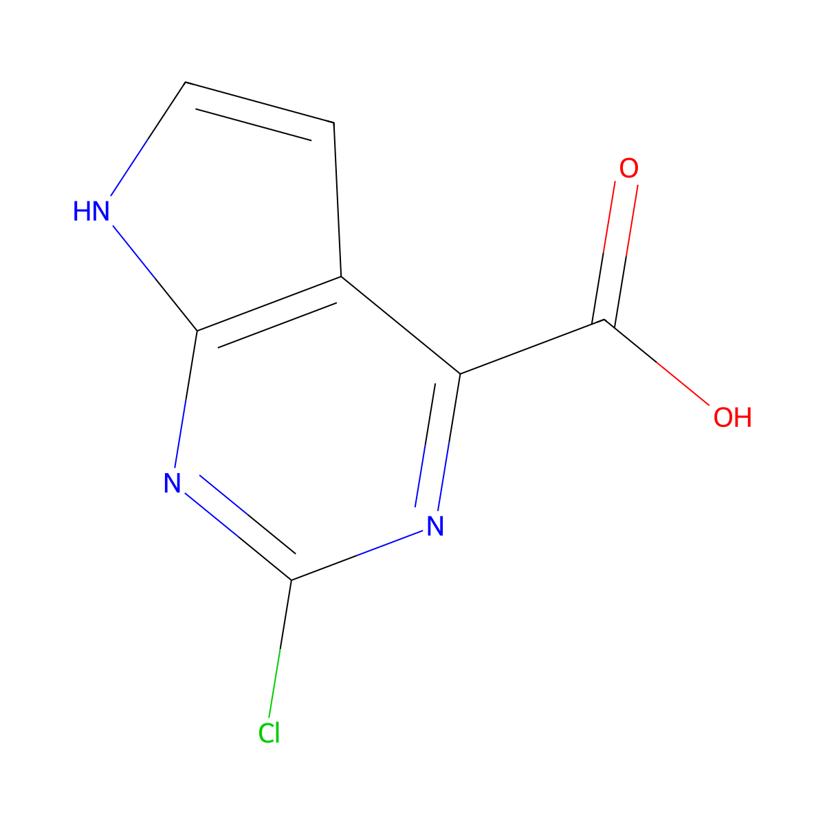 2-chloro-7H-pyrrolo(2,3-d)pyrimidine-4-carboxylic acid molecular structure, CAS 1292287-11-6