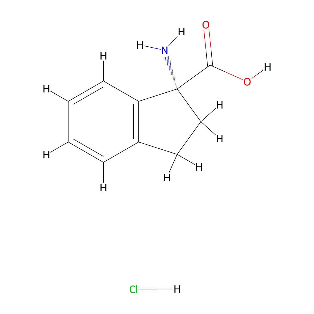(R)-1-Amino-2,3-dihydro-1H-indene-1-carboxylic acid hcl molecular structure, CAS 1292292-85-3