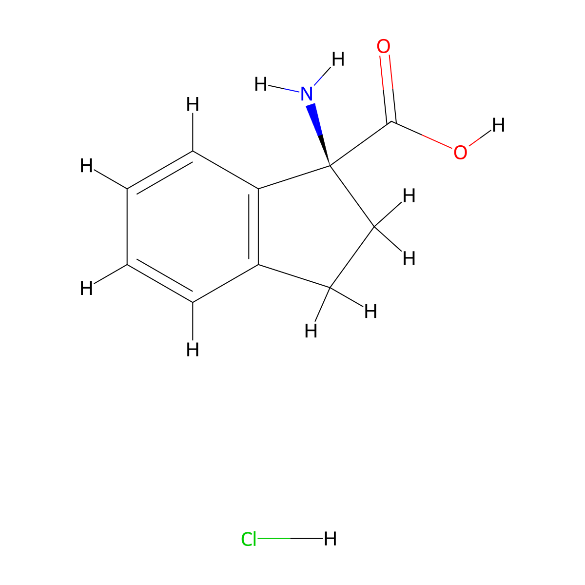 (S)-1-Amino-2,3-dihydro-1H-indene-1-carboxylic acid hcl molecular structure, CAS 1292292-89-7