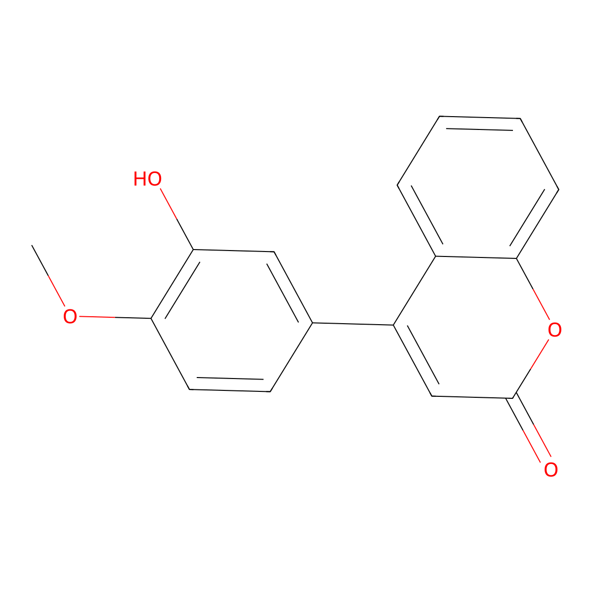4-(3'-Hydroxy-4'-methoxyphenyl)coumarin molecular structure, CAS 1292297-03-0