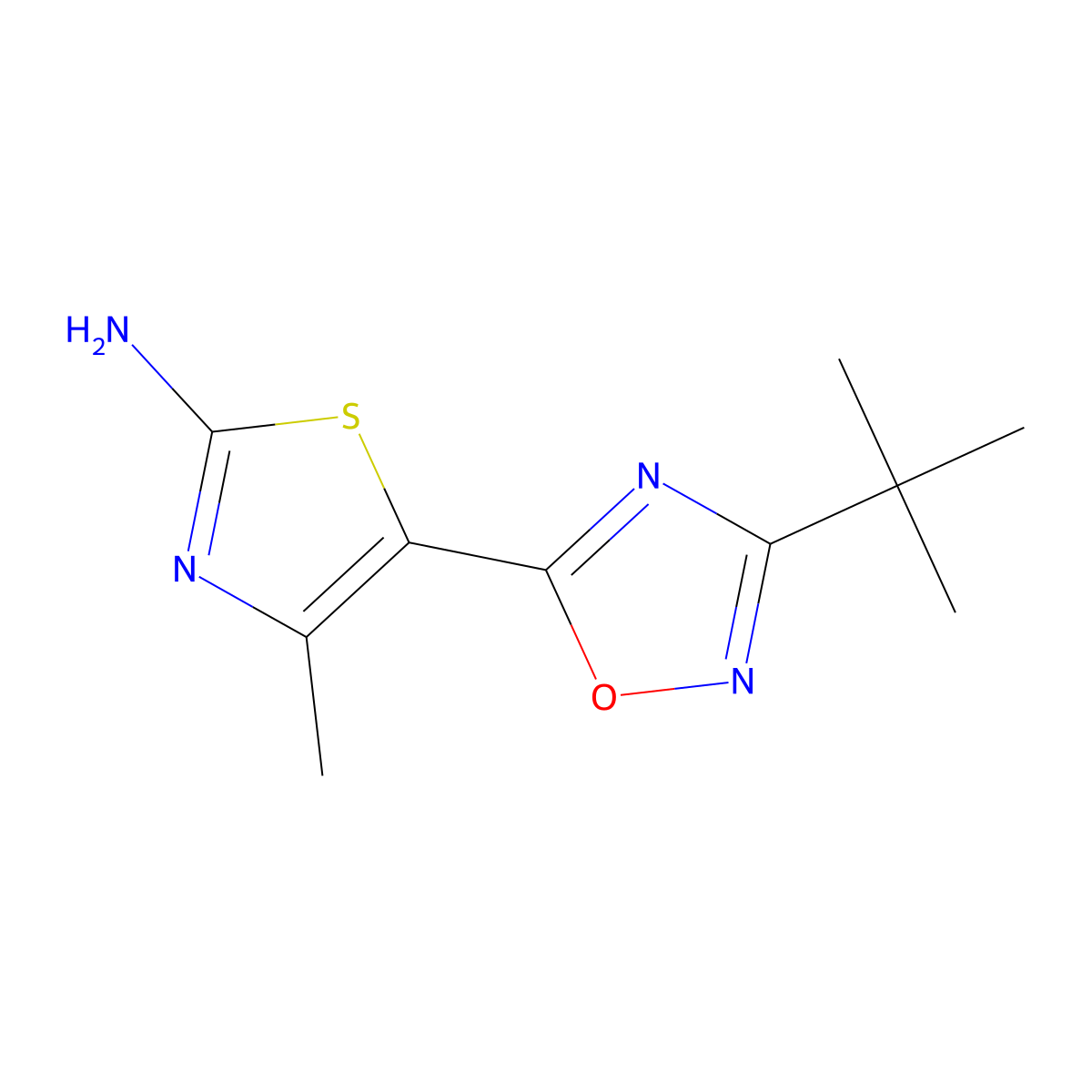 5-(3-(Tert-butyl)-1,2,4-oxadiazol-5-YL)-4-methylthiazol-2-amine molecular structure, CAS 1292300-96-9