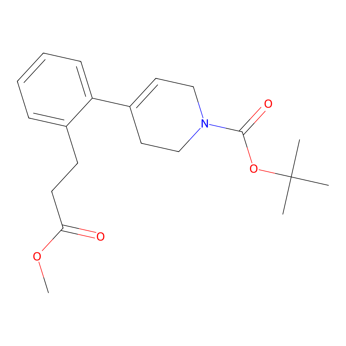 tert-butyl 4-(2-(3-methoxy-3-oxopropyl)phenyl)-5,6-dihydropyridine-1(2H)-carboxylate molecular structure, CAS 1292306-30-9