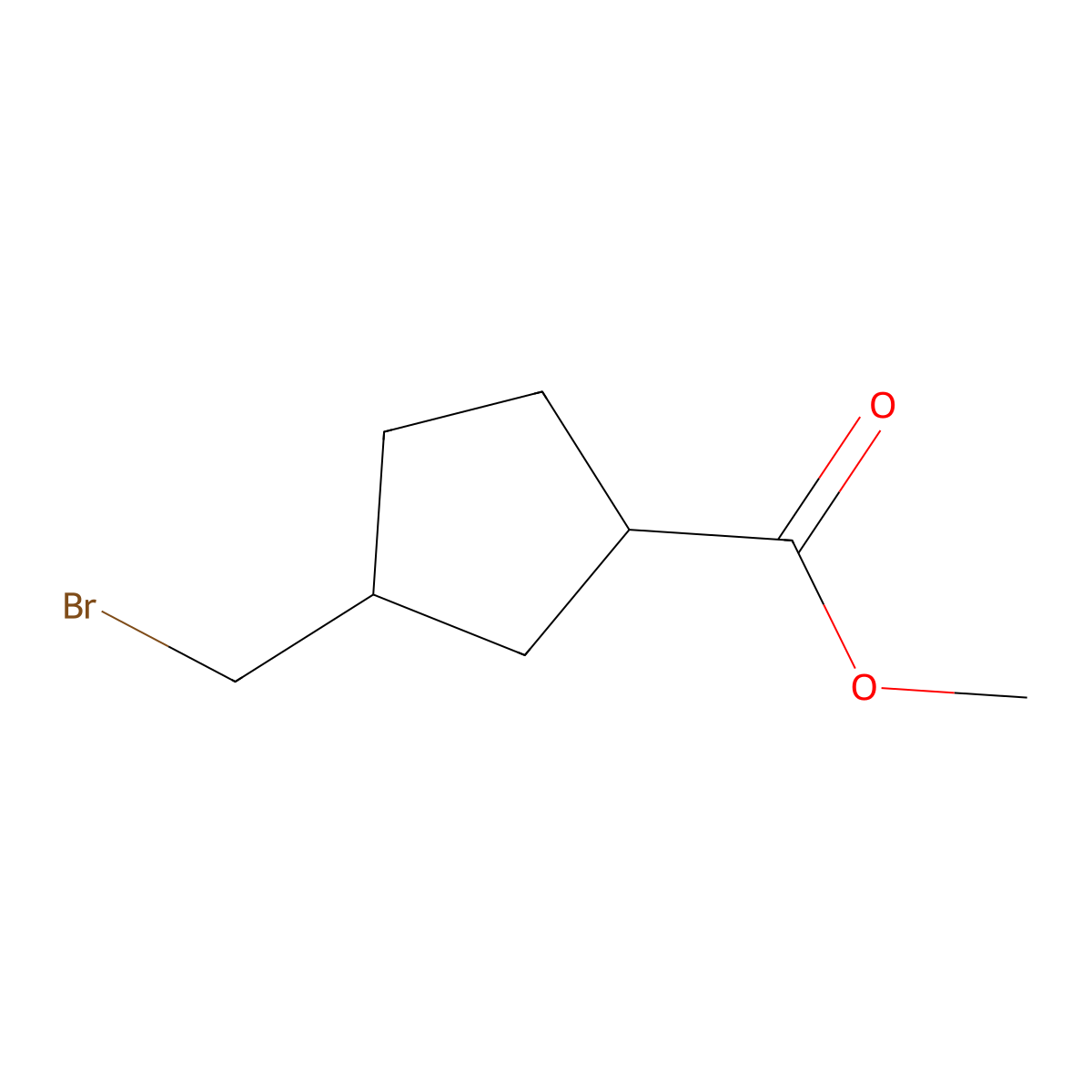 methyl (1R,3S)-3-(bromomethyl)cyclopentane-1-carboxylate molecular structure, CAS 1292307-03-9