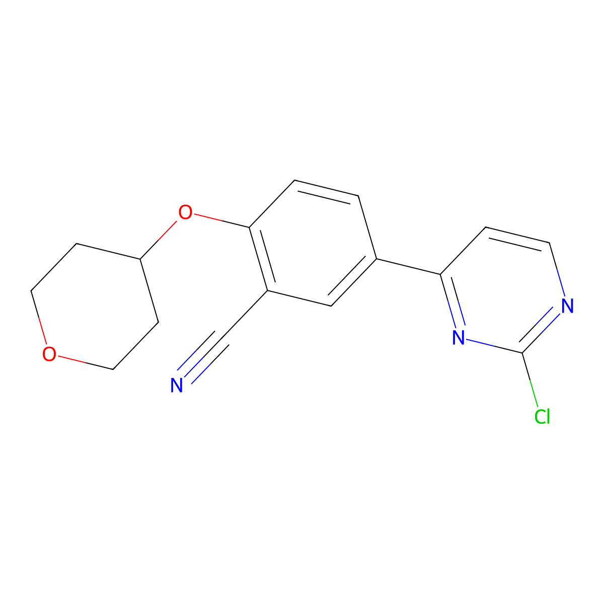 5-(2-Chloropyrimidin-4-yl)-2-tetrahydropyran-4-yloxy-benzonitrile molecular structure, CAS 1292317-55-5