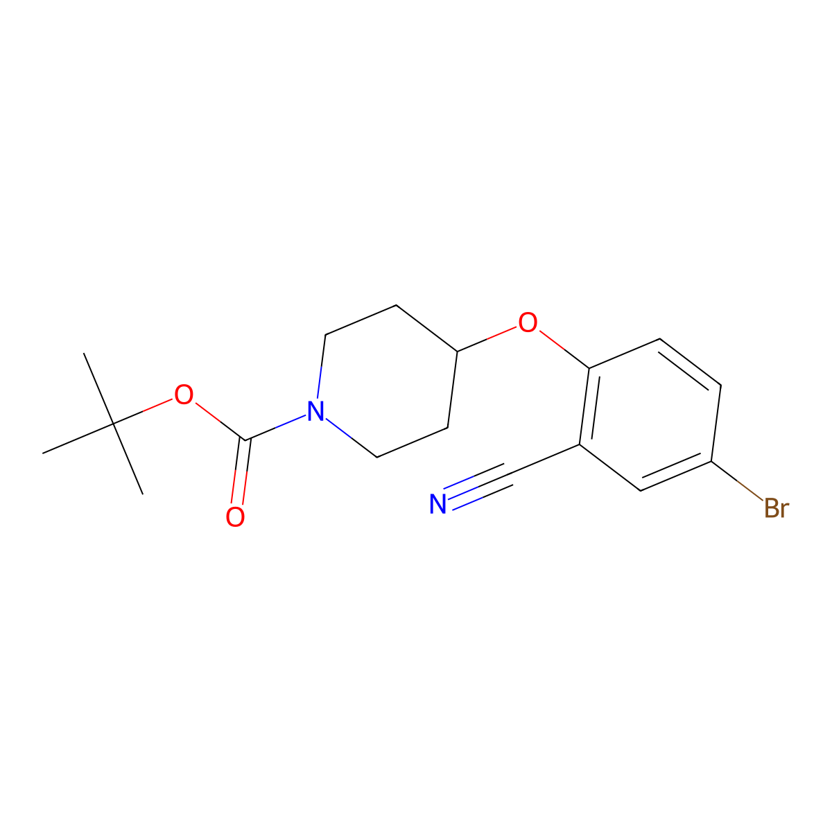 Tert-butyl 4-(4-bromo-2-cyanophenoxy)piperidine-1-carboxylate molecular structure, CAS 1292317-56-6