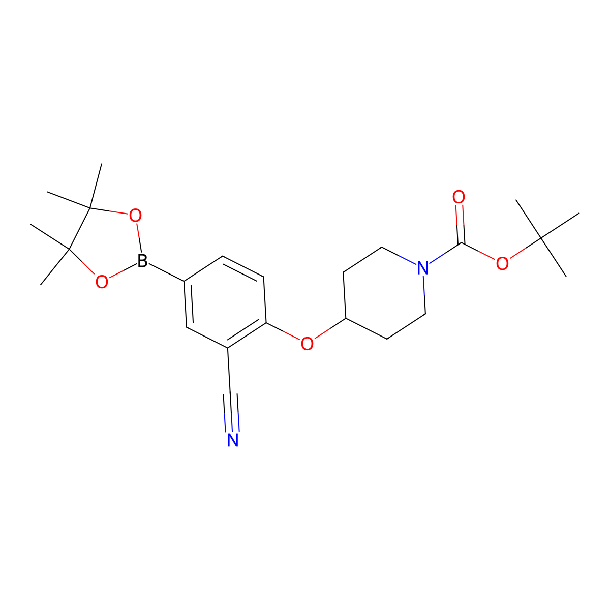 Tert-butyl 4-(2-cyano-4-(4,4,5,5-tetramethyl-1,3,2-dioxaborolan-2-yl)phenoxy)piperidine-1-carboxylate molecular structure, CAS 1292317-57-7
