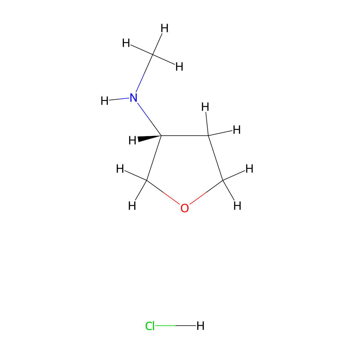 (3R)-N-methyloxolan-3-amine hydrochloride molecular structure, CAS 1292324-63-0