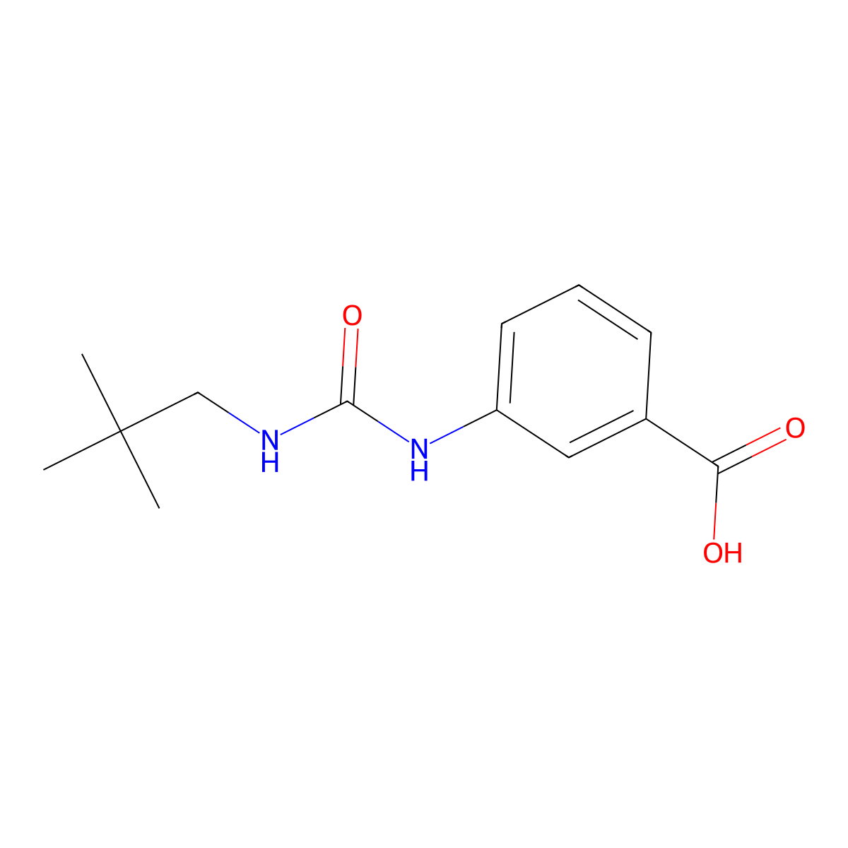 3-{[(2,2-Dimethylpropyl)carbamoyl]amino}benzoic acid molecular structure, CAS 1292367-49-7