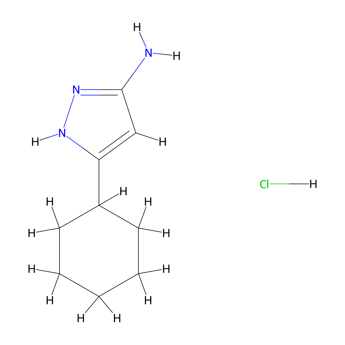 5-Cyclohexyl-1H-pyrazol-3-ylamine hydrochloride molecular structure, CAS 1292369-13-1