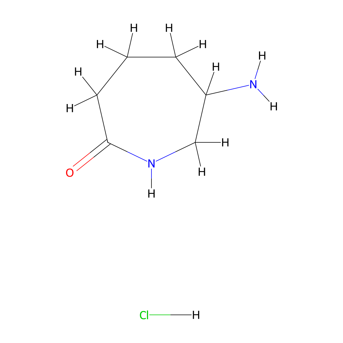 6-Aminoazepan-2-one hydrochloride molecular structure, CAS 1292369-18-6