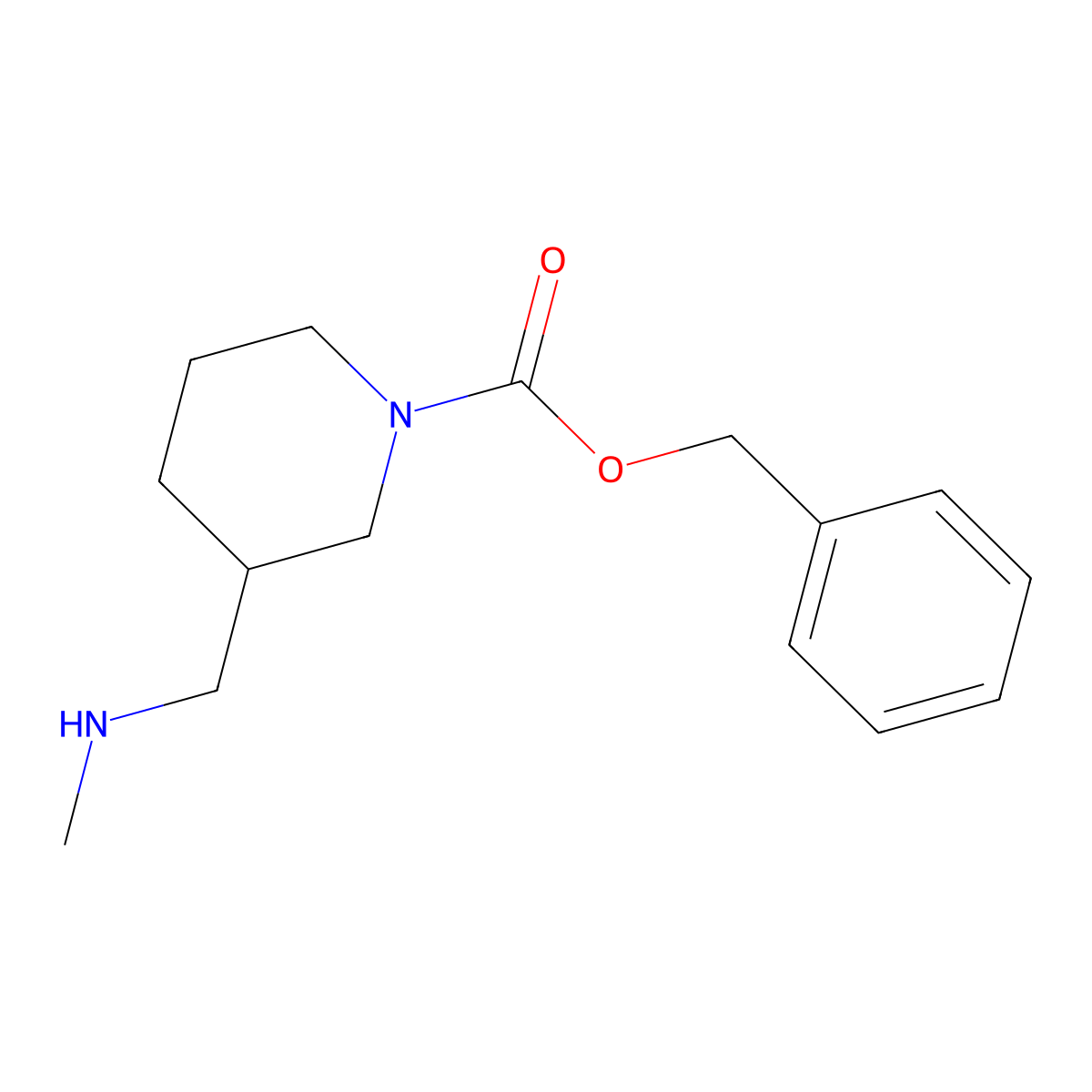3-Methylaminomethyl-piperidine-1-carboxylic acid benzyl ester molecular structure, CAS 1292370-11-6