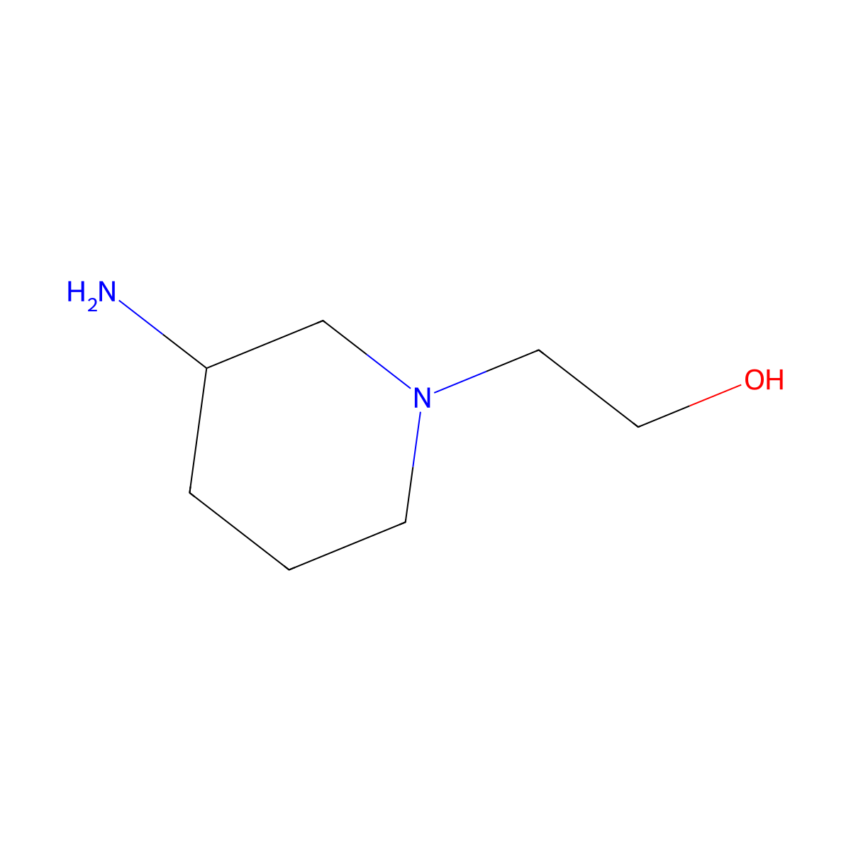 2-(3-Aminopiperidin-1-yl)ethan-1-ol molecular structure, CAS 1292389-57-1