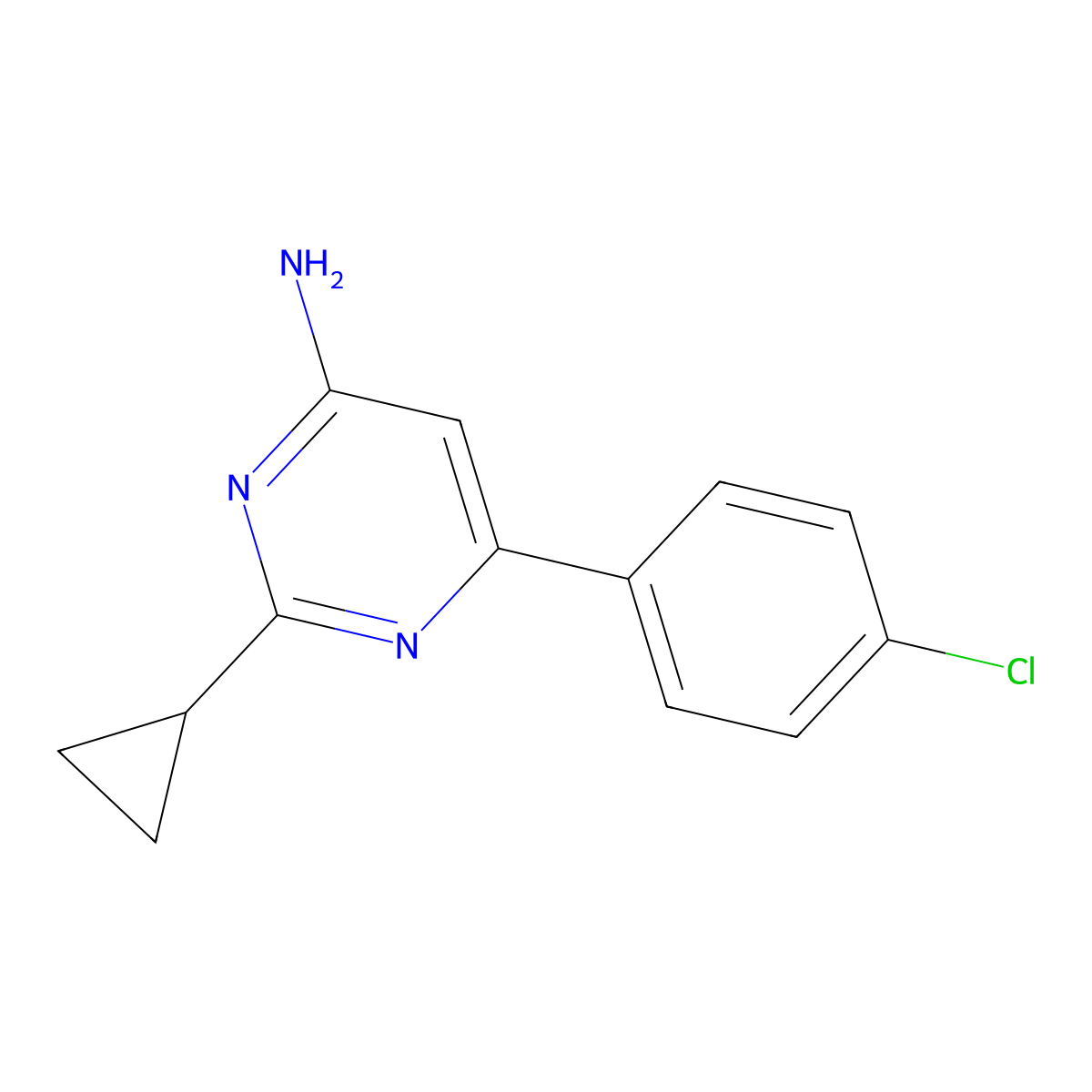 6-(4-Chlorophenyl)-2-cyclopropylpyrimidin-4-amine molecular structure, CAS 1292401-77-4