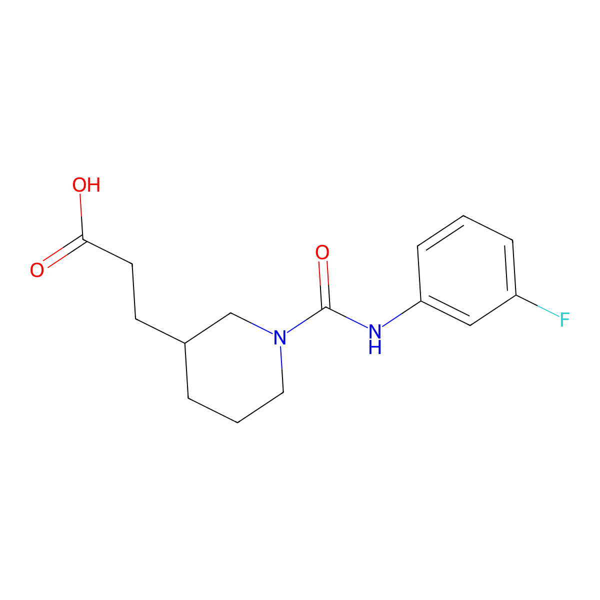 3-{1-[(3-Fluoroanilino)carbonyl]-3-piperidyl}propanoic acid molecular structure, CAS 1292425-56-9